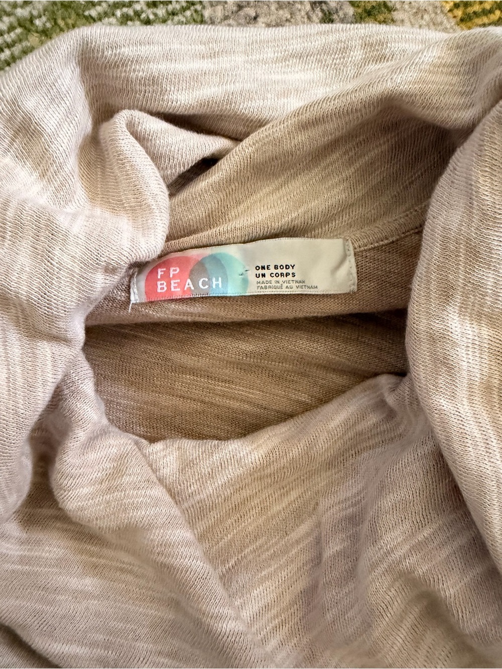 FP Beach Women's Light Taupe Cowl Neck Sweater